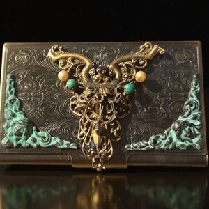 New! Handcrafted Vintage Style Business Card Case